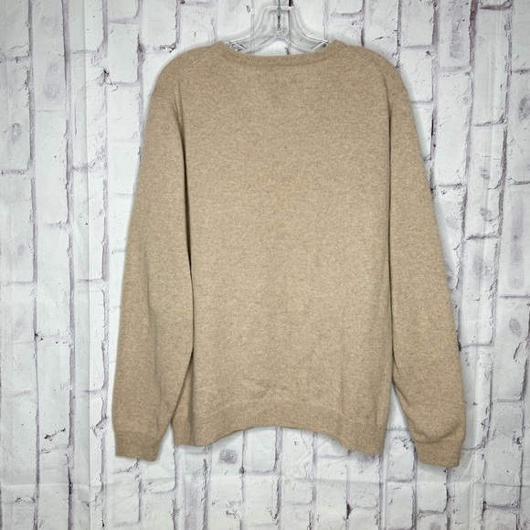 Pronto Uomo Mens Cashmere Sweater Size L Beige V-Neck Preppy Old Money Luxury - Picture 2 of 7